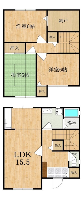 タウンハウス中辻 2-B号室 間取り