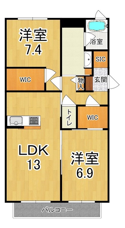 エトワール伏見 201号室 間取り
