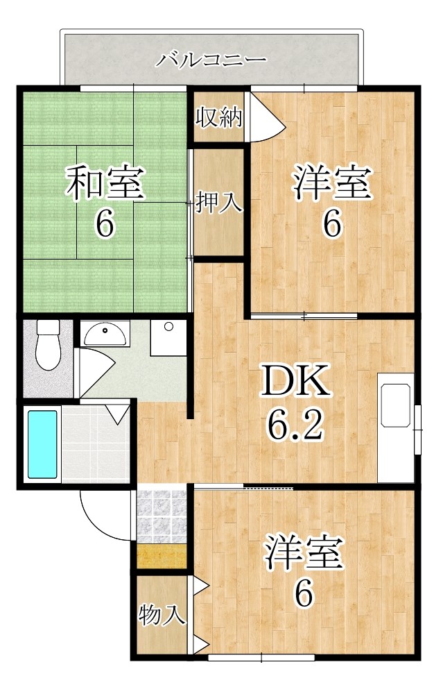 グリーンハイツⅠ号館 201号室 間取り
