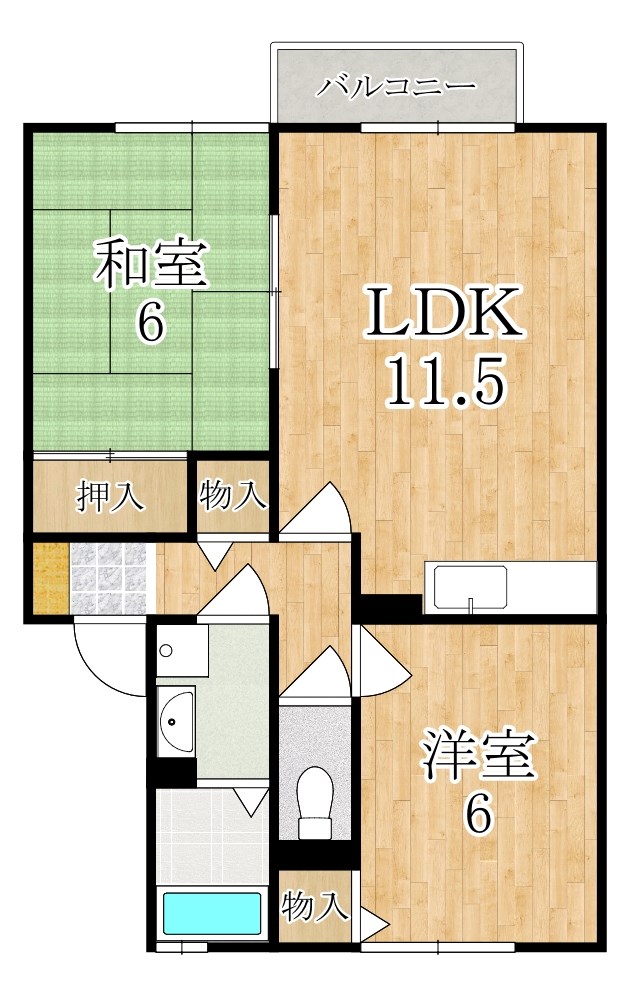バードヒル Ａ棟 202号室 間取り