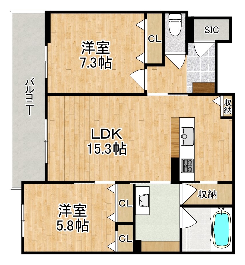 レジデンス三条宮前 301号室 間取り