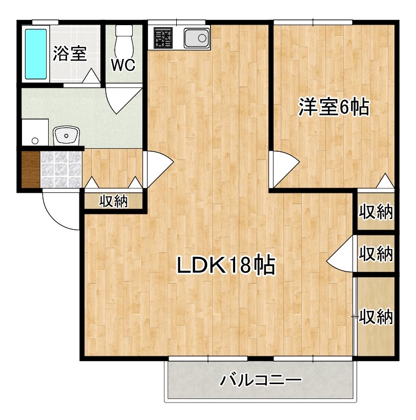 サンハイツ２号館 206号室 間取り
