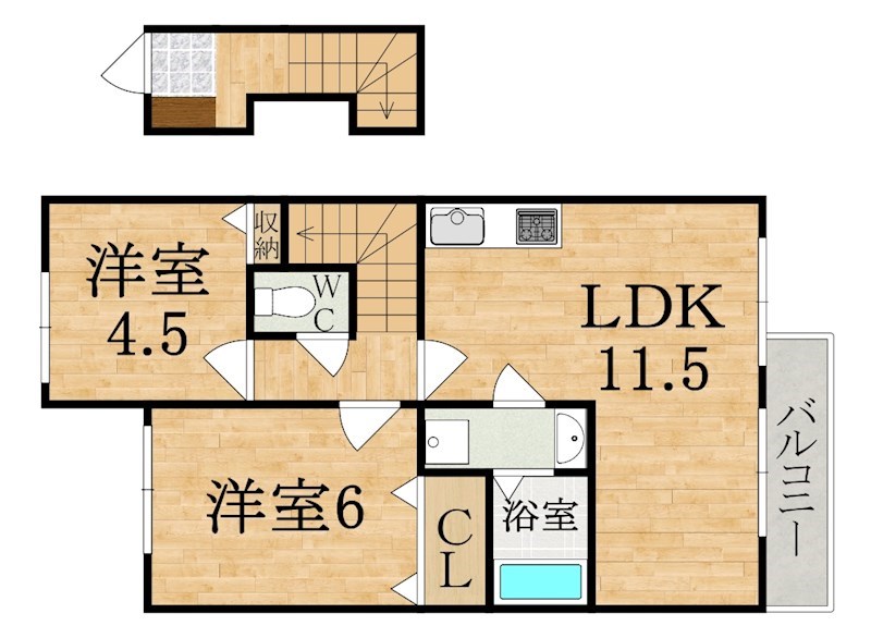 フォンターナ若葉 206号室 間取り