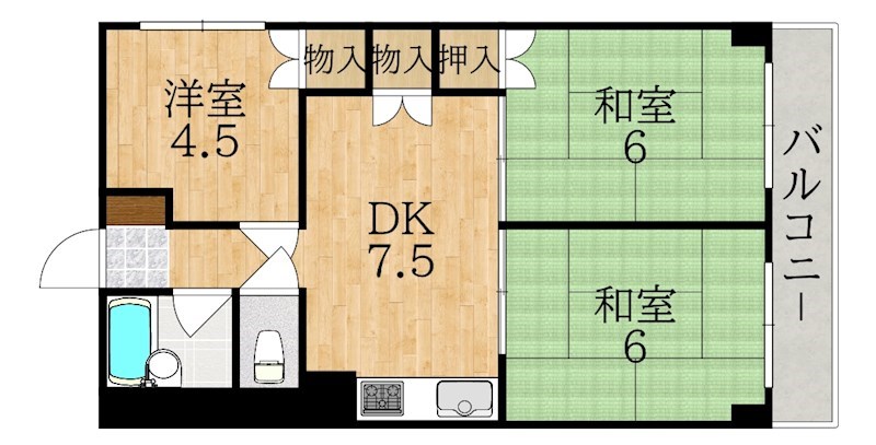 富雄駅前木村ビル 402号室 間取り