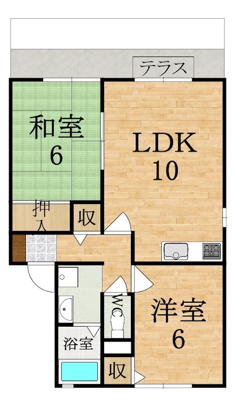 グランデージB 103号室 間取り