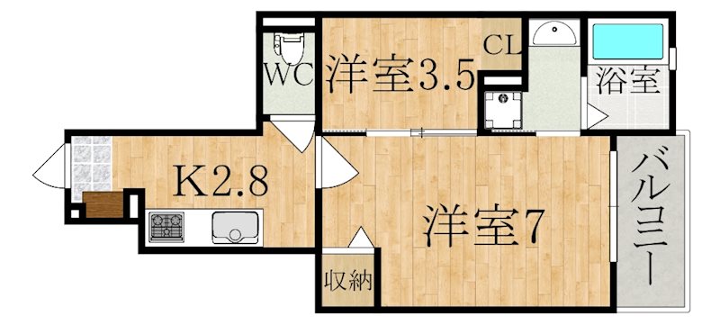 パルスクエア 102号室 間取り
