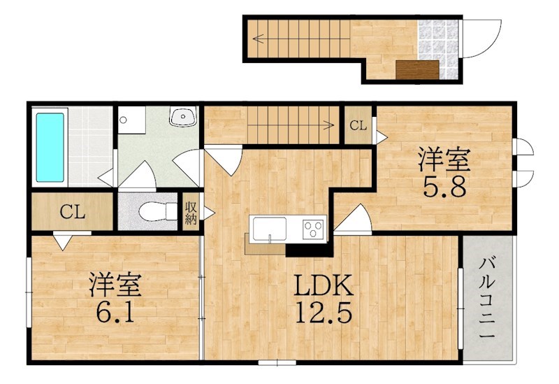 クローバー 201号室 間取り