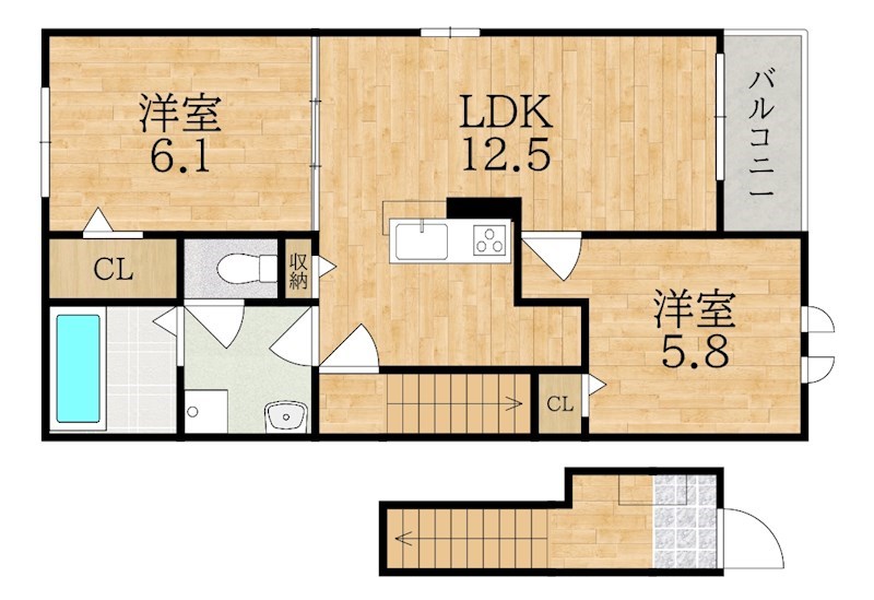 クローバー 204号室 間取り