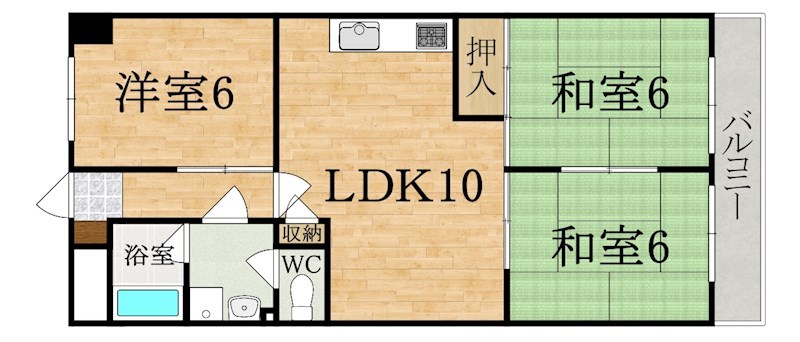 第６サンコウヒルズ北館 303号室 間取り