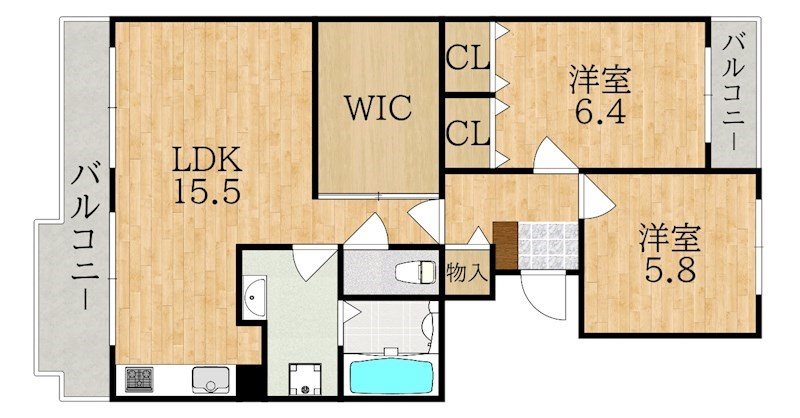 富雄サンパレスⅡ号館 209号室 間取り