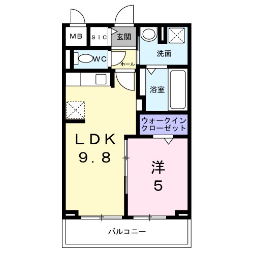 ソレーユ生駒 103号室 間取り