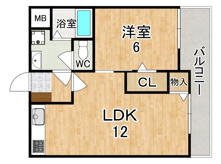 フリーデ北風呂 302号室 間取り