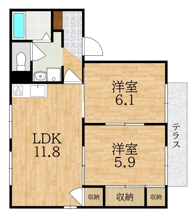 エクセレント桜が丘Ｃ 101号室 間取り