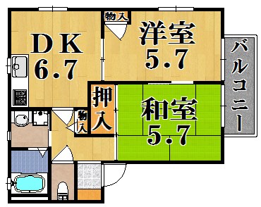 エトワール祝園Ａ 102号室 間取り