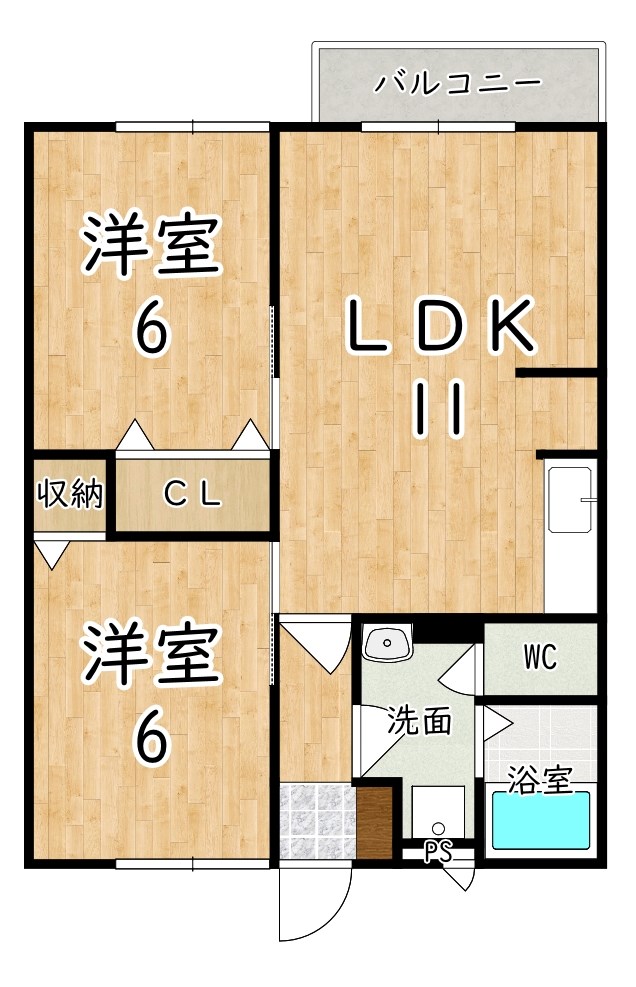 シャルマン竹田Ａ棟 201号室 間取り