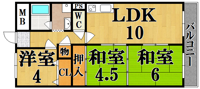ランプリ築山 406号室 間取り