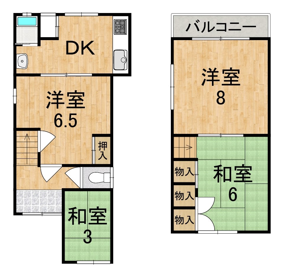 王寺町畠田戸建4DK 間取り