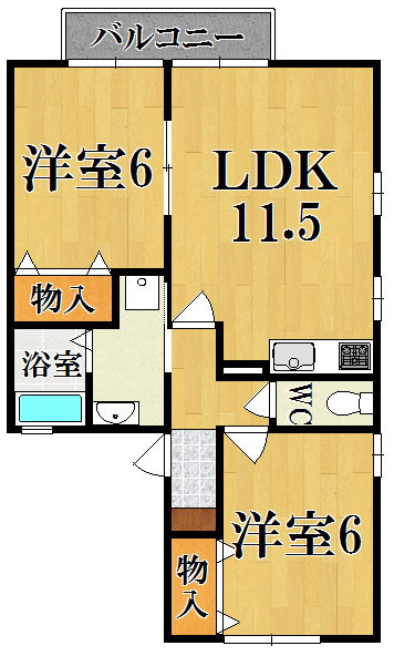 ウィルモア東宝 202号室 間取り