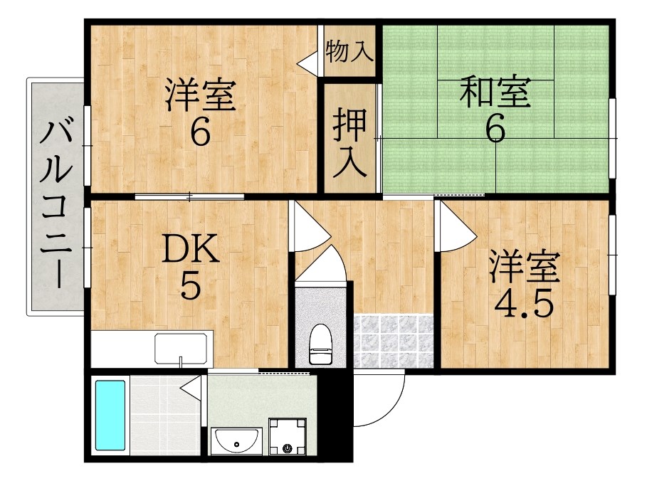 ビバリーヒル学園前Ｂ棟 202号室 間取り