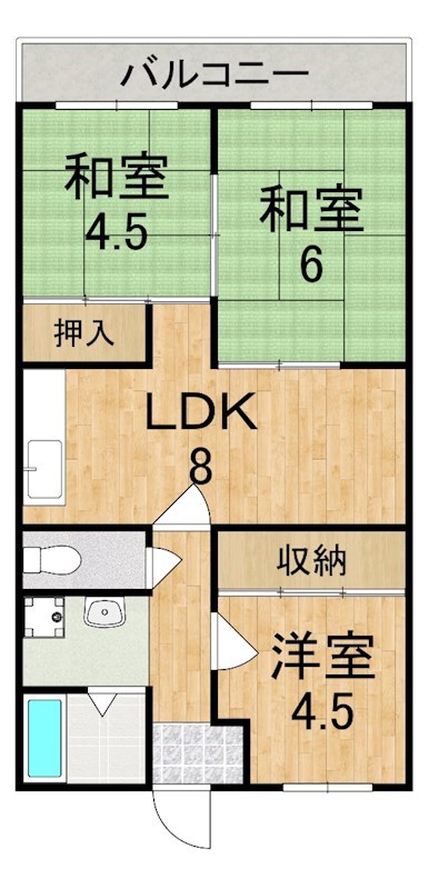 法隆寺マンションⅠ 405号室 間取り