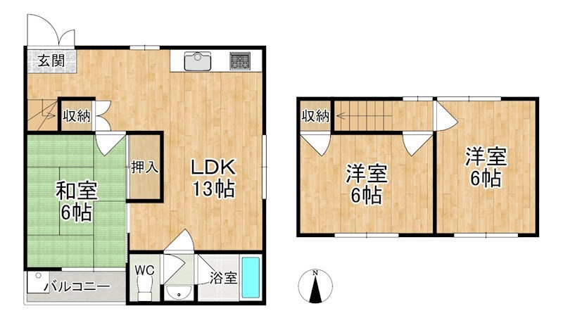 法蓮町三橋メゾネット 東側号室 間取り