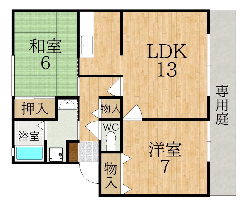 サンビレッジ学園前東坂Ｇ棟 101号室 間取り