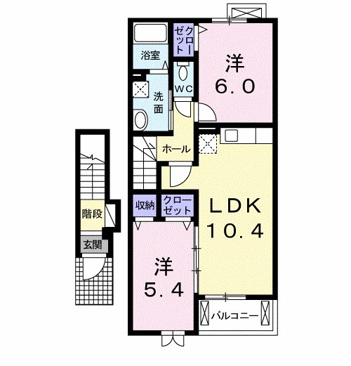 フラワーコート 201号室 間取り