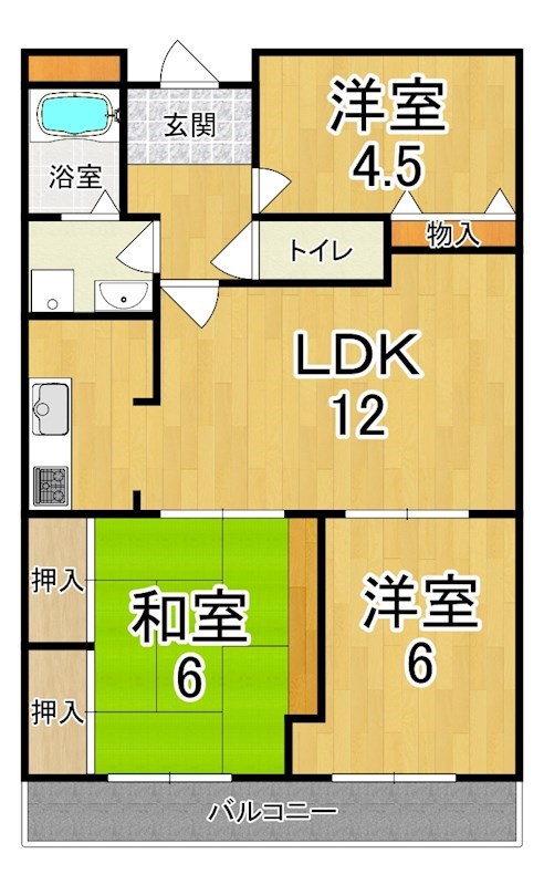 シャンティー西大寺 504号室 間取り