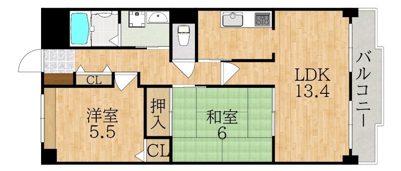 ライフコート富雄 503号室 間取り