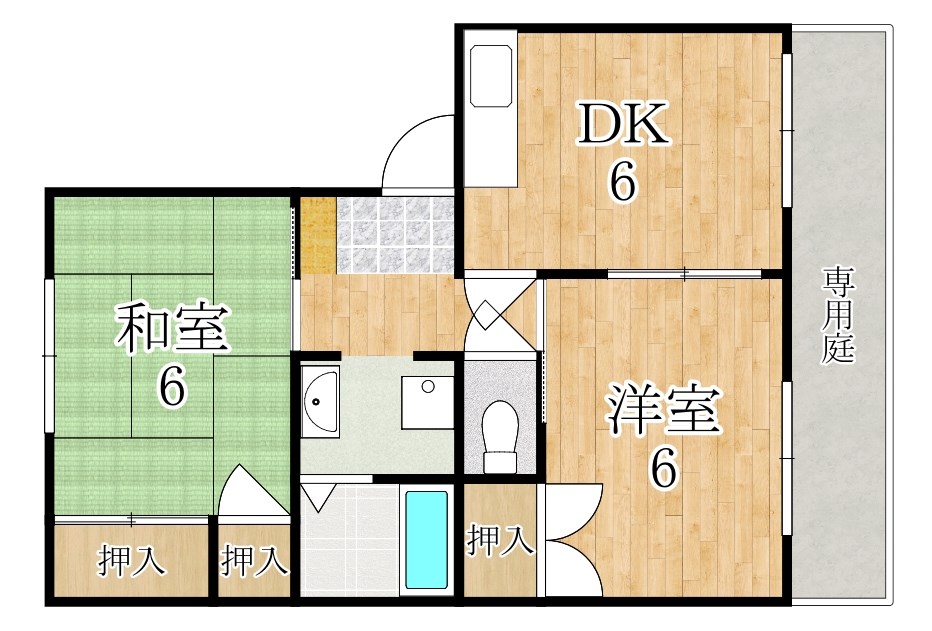 ヴィラージュ堀川A棟 102号室 間取り