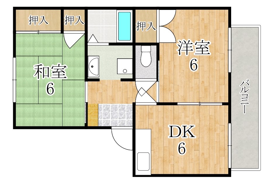ヴィラージュ堀川D棟 201号室 間取り