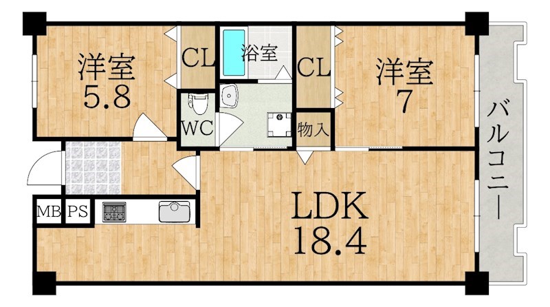 グランドパレス学園前 C434号室 間取り