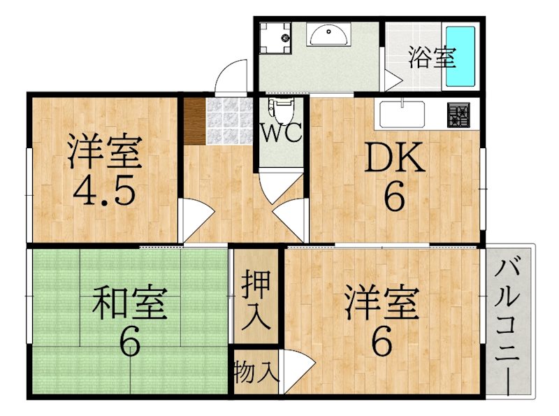 グリーンヒル学園前 107号室 間取り