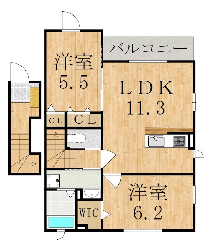グレイシャス 205号室 間取り
