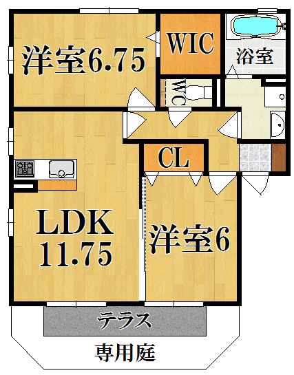 リビングタウン四条大路Ｄ棟 102号室 間取り