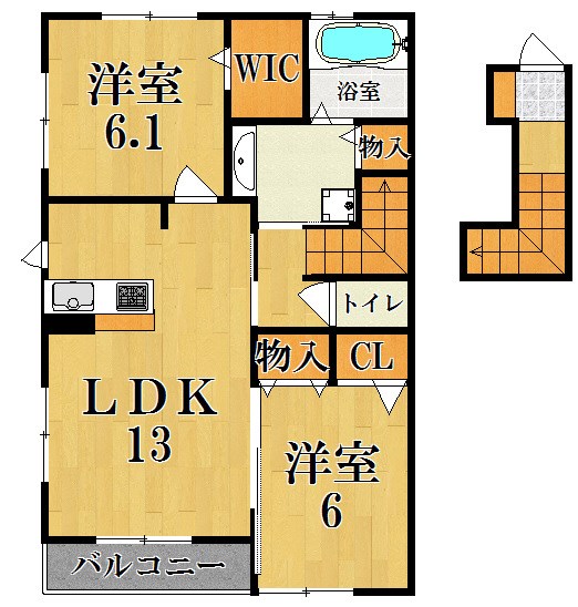 万葉 201号室 間取り