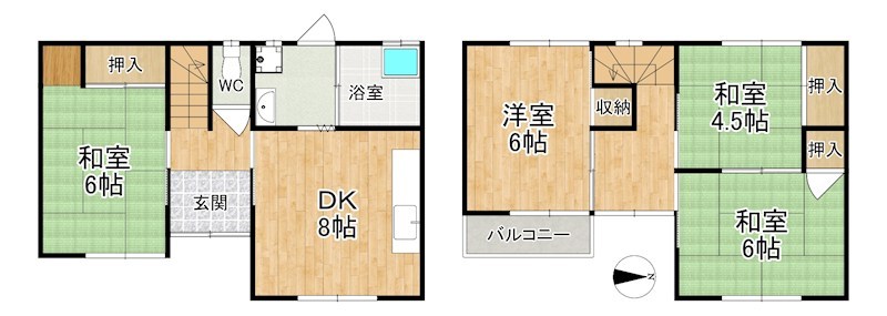 奈良市古市町貸家 間取り