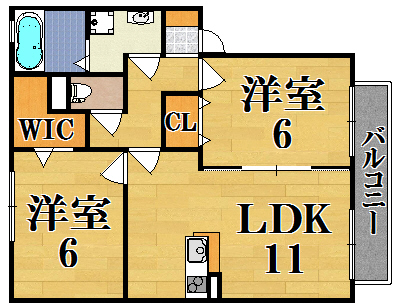 リビングタウン四条大路Ｄ棟 105号室 間取り