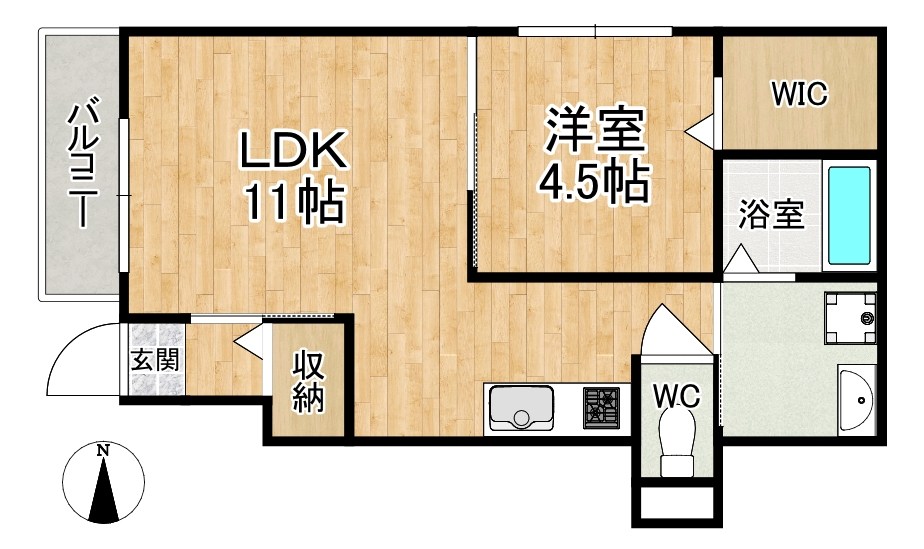 ソレイユビセレクト法蓮町Ⅰ 102号室 間取り