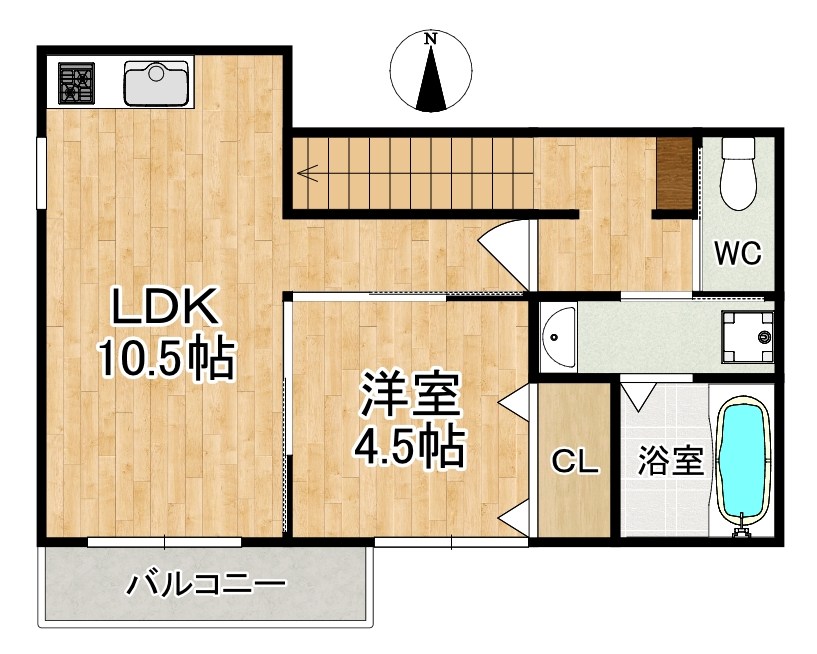 ソレイユビセレクト法蓮町Ⅰ 201号室 間取り