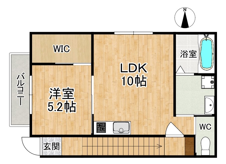 ソレイユビセレクト法蓮町Ⅰ 202号室 間取り