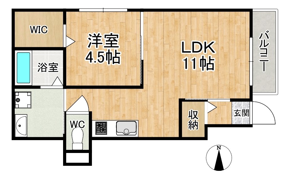 ソレイユビセレクト法蓮町Ⅱ 102号室 間取り