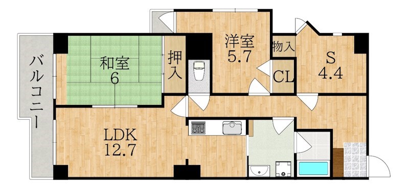 フォルムあやめ池 201号室 間取り