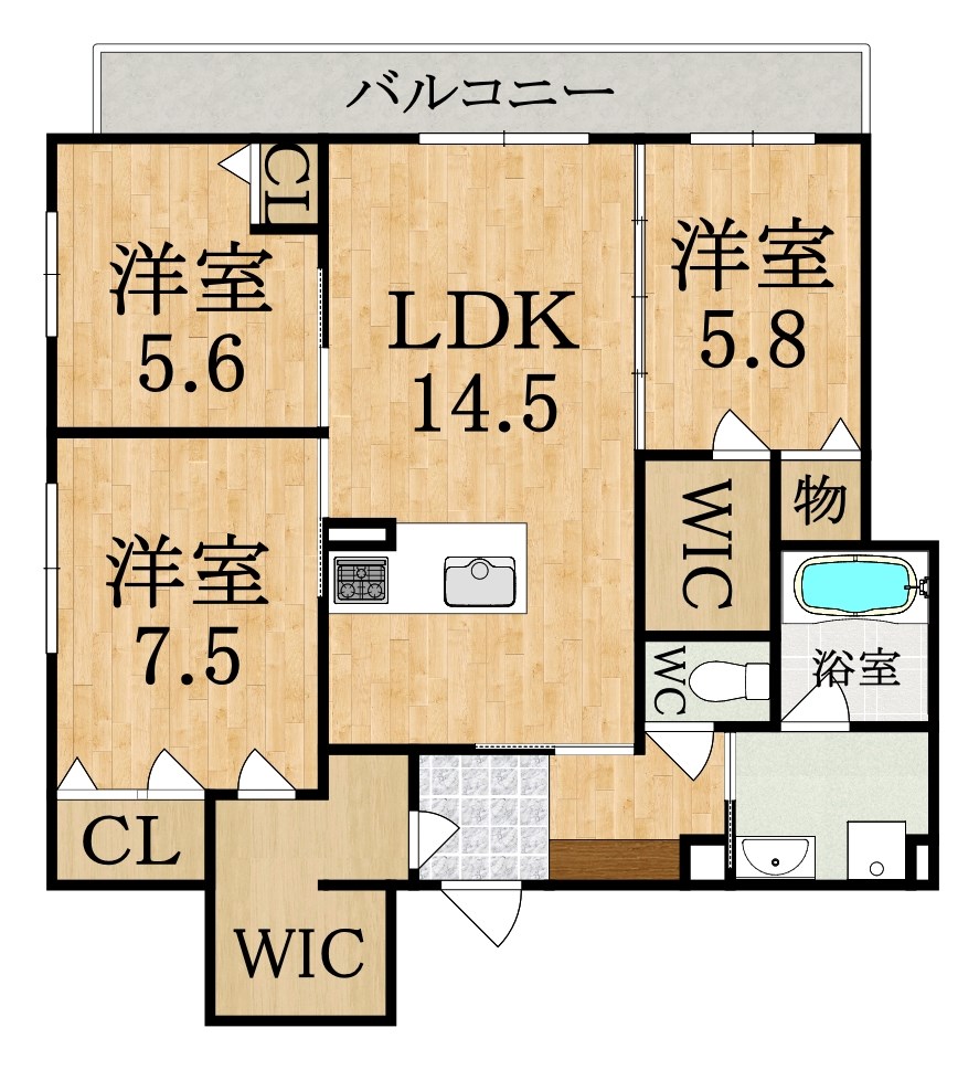 仮称）エレガント国見町 401号室 間取り