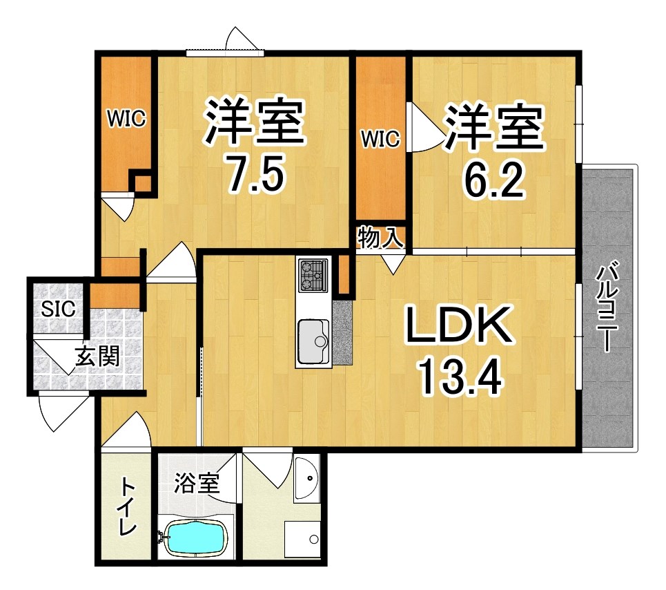 仮称）エレガント国見町 201号室 間取り