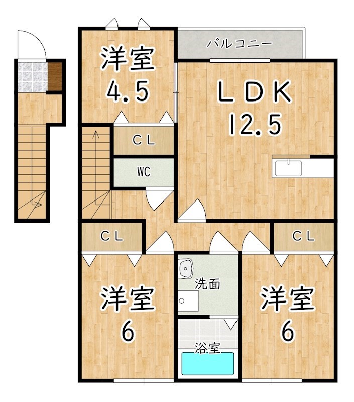 メナス二上 206号室 間取り