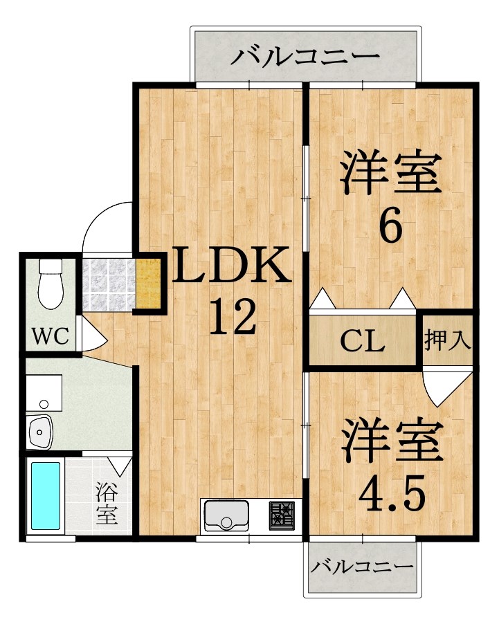 アネーバ大和Ａ棟 105号室 間取り