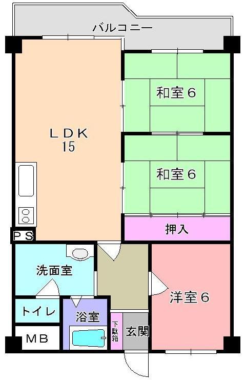 三和平城グランドパレス C222号室 間取り