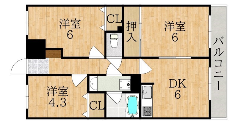 ツインコート帝塚山 202号室 間取り
