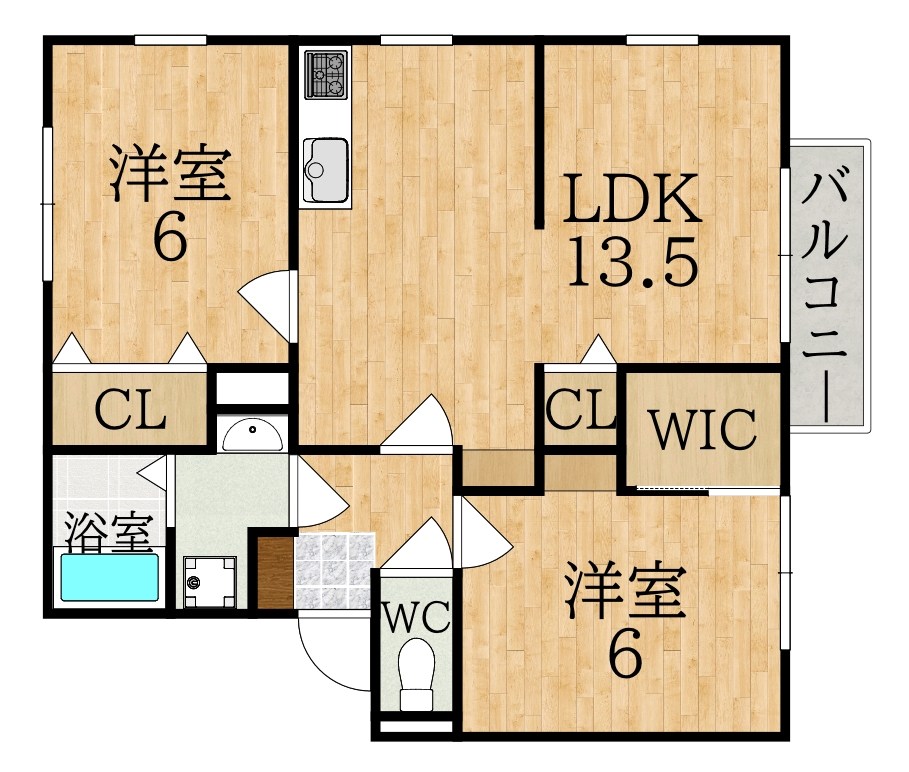 エステートピア学園前D 202号室 間取り